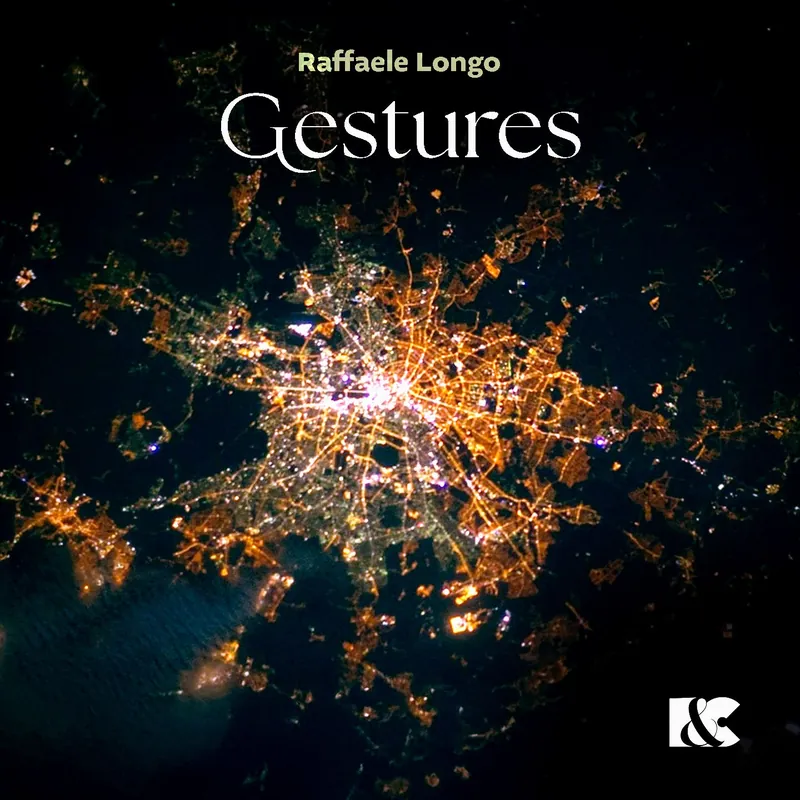 Cover of Gestures by Raffaele Longo: night-time satellite view of city lights
